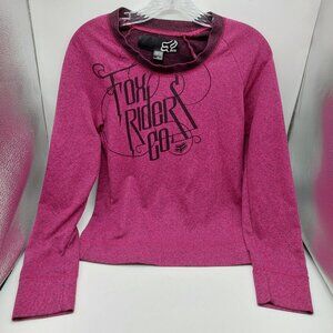 Fox Girl Racing Shirt Pullover Size XS Long Sleeve Purple Black
